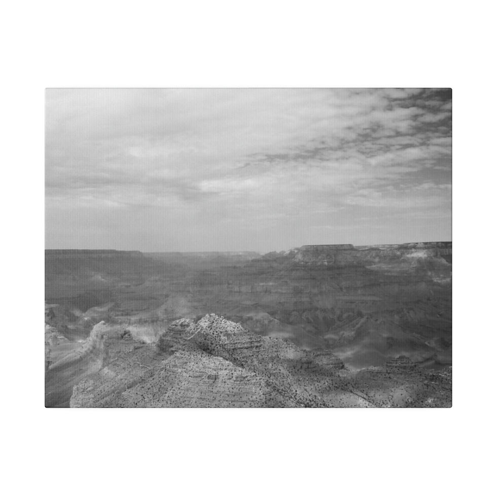Thumbnail: Black & White Cliff Landscape View of the Grand Canyon Matte Canvas Stretched