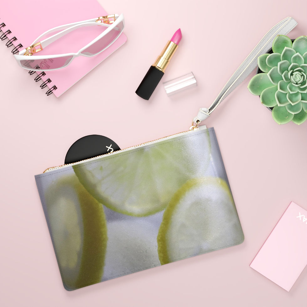 Thumbnail: Lemon Lime Ice Water Color Original Photography Printed Clutch w/ Wrist Strap