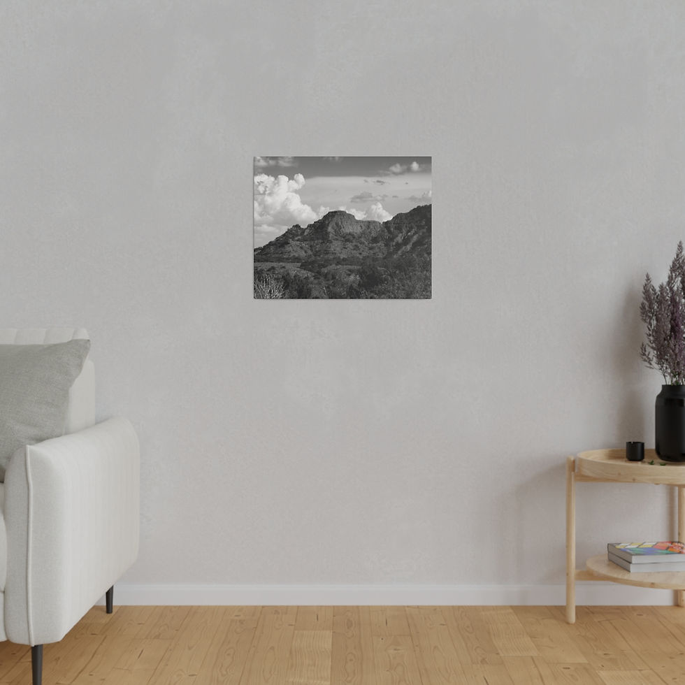 Thumbnail: Black & White Caprock Canyon Landscape of Mountains Matte Canvas Stretched