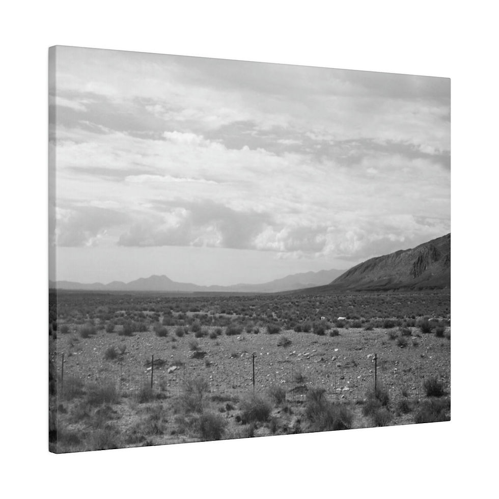 Thumbnail: Black & White Clouds Over the Rocky Arizona Landscape Matte Canvas Stretched