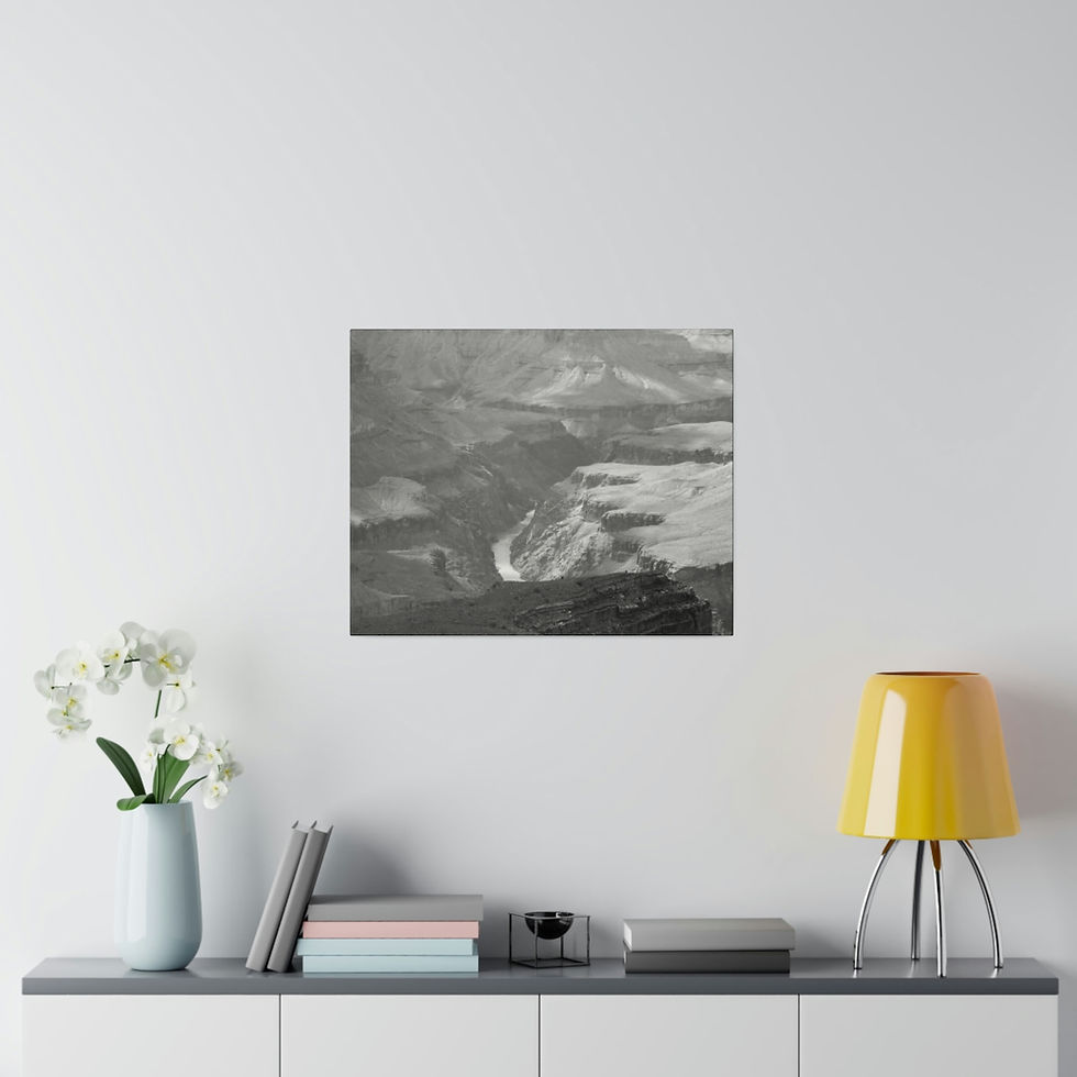 Thumbnail: Black & White Grand Canyon Landscape of the Colorado River Matte Canvas