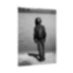 Thumbnail: Black & White Biker on the Edge of the Lake Photography Poster Print