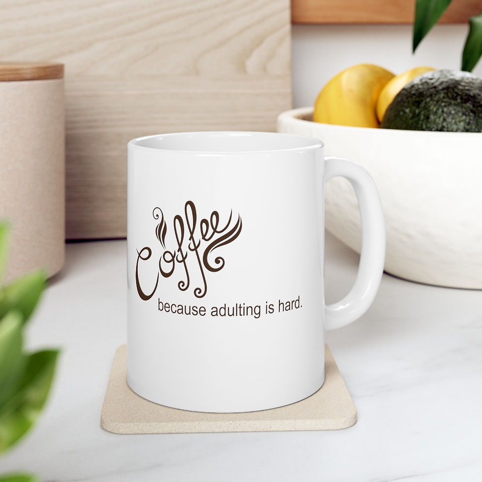 Thumbnail: Coffee Because Adulting is Hard White Ceramic Coffee Mug 11oz
