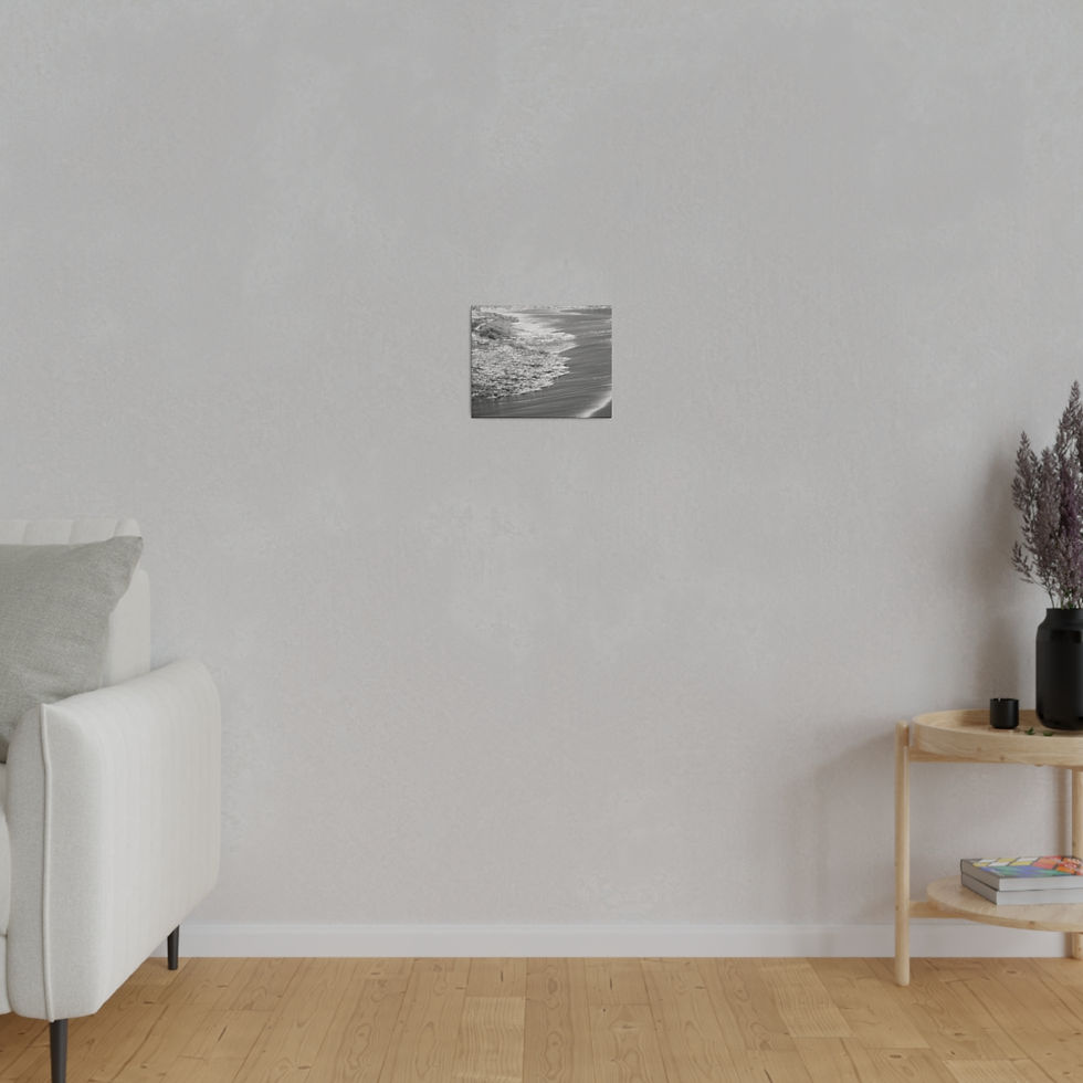 Thumbnail: Black & White Ocean Washing Up On the Beach Matte Canvas
