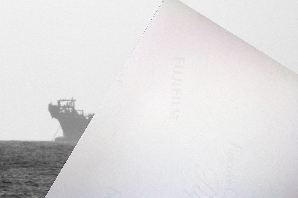 Thumbnail: Black & White Ship on the Ocean Horizon Photographic Print Wall Art