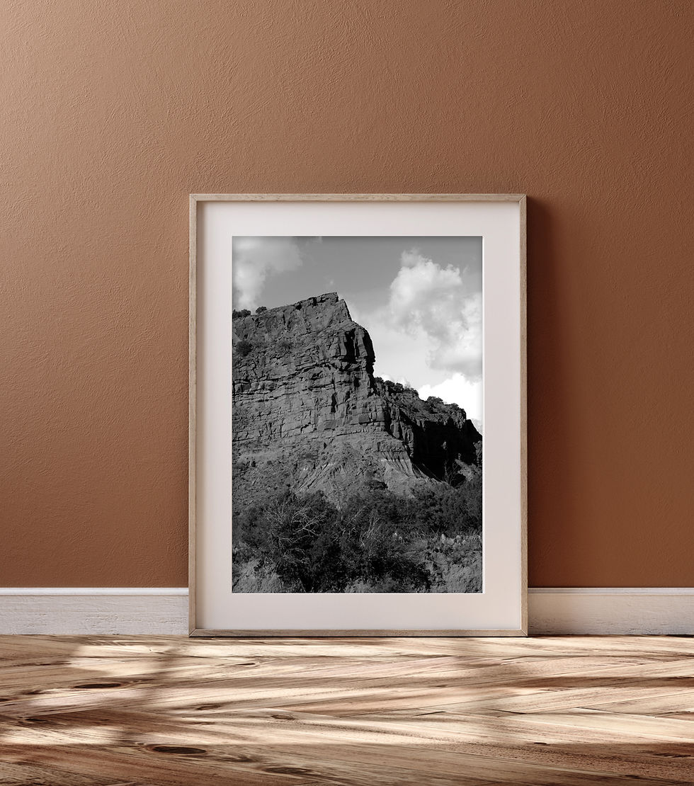 Thumbnail: Black & White Rock Face of the Canyon Wall of Caprock Canyon Photography Print