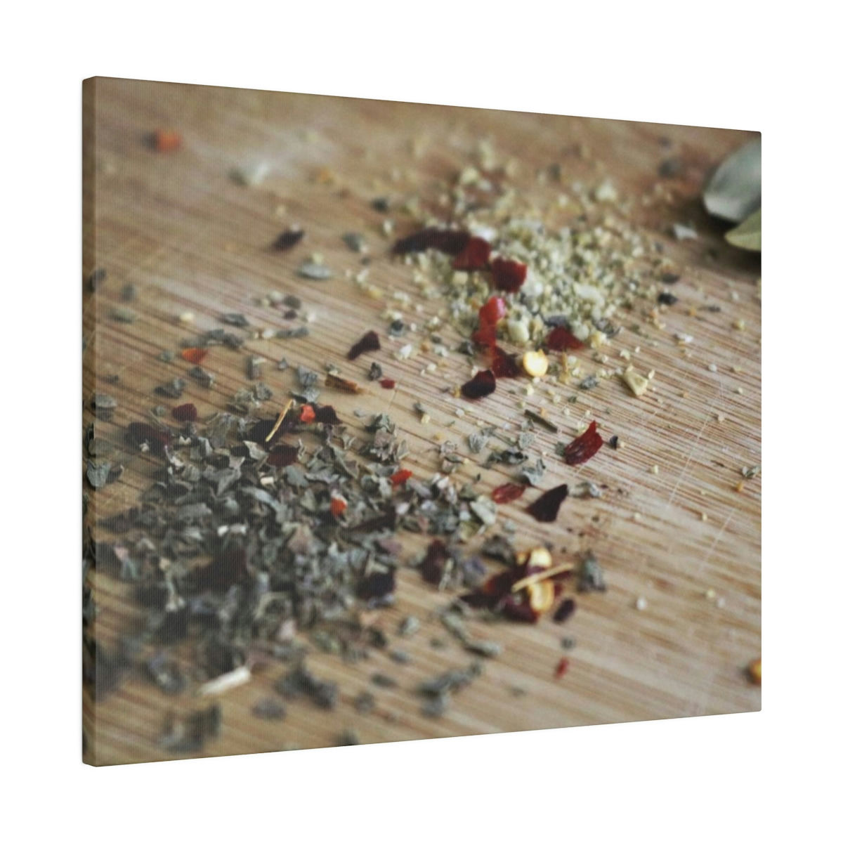 Ground Spices on a Wooden Board Color Matte Canvas Stretched