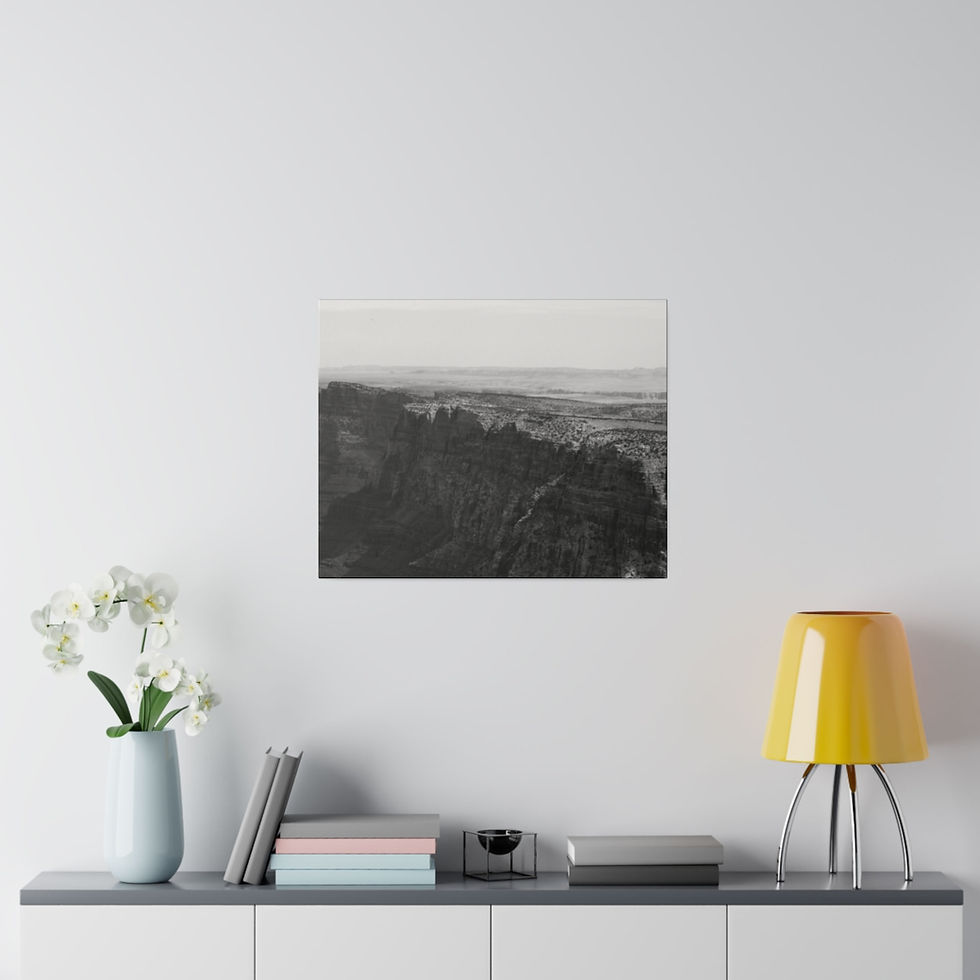 Thumbnail: Black & White Rim Wall of the Grand Canyon Matte Canvas