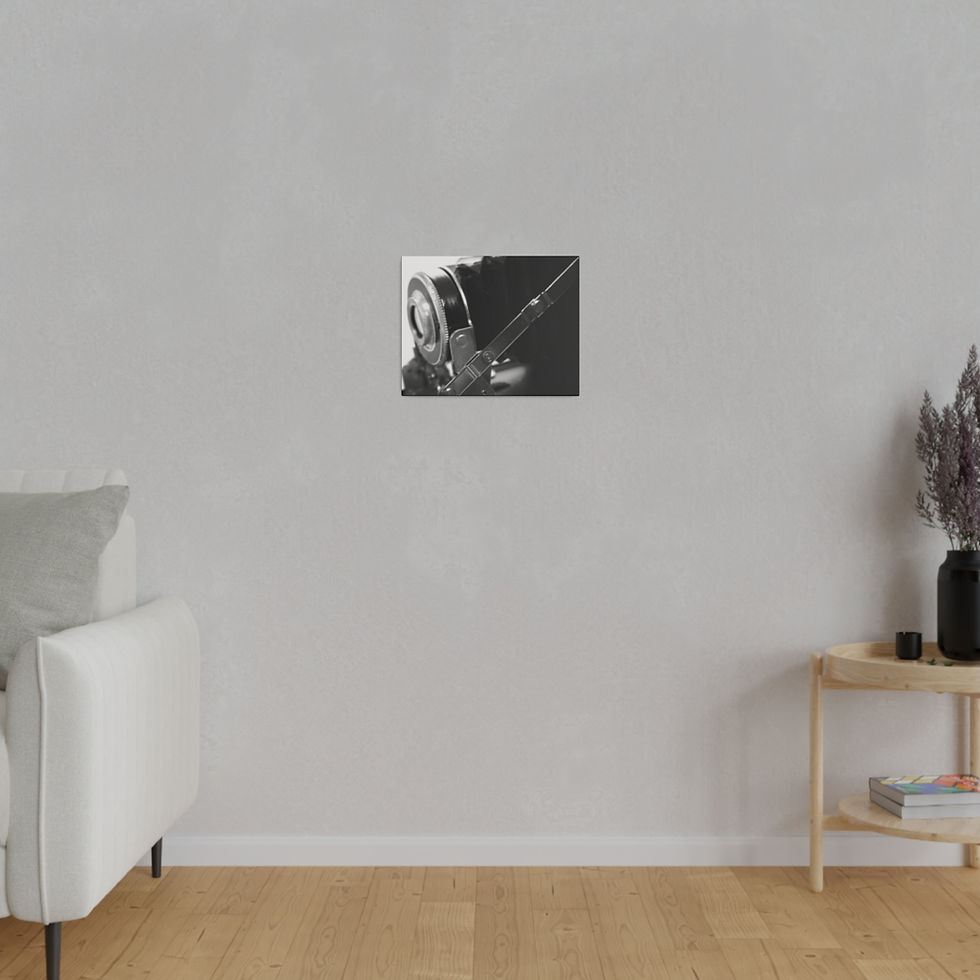 Thumbnail: Black & White Vintage Film Camera with Open Bellows Side View Matte Canvas