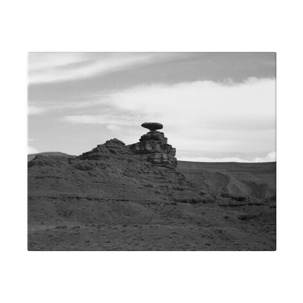 Thumbnail: Black & White Mexican Hat Rock Formation in Utah Matte Canvas