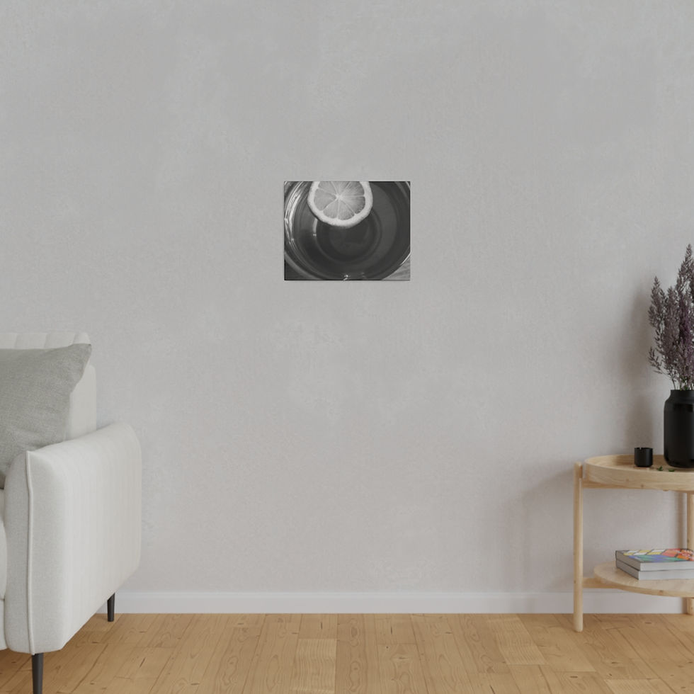 Thumbnail: Black & White Lemon Slice Floating in a Cup of Tea Matte Canvas