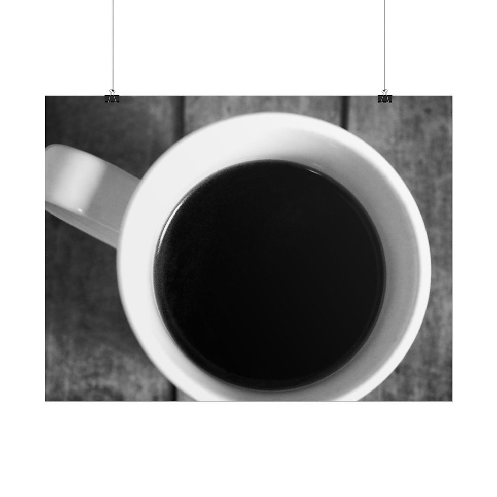 Thumbnail: Black & White Cup of Coffee on an Old Wooden Crate Photography Poster Print