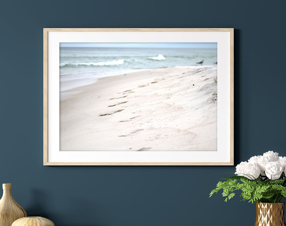 Thumbnail: Footprints on the Beach Sand Ocean Color Photography Print Wall Art