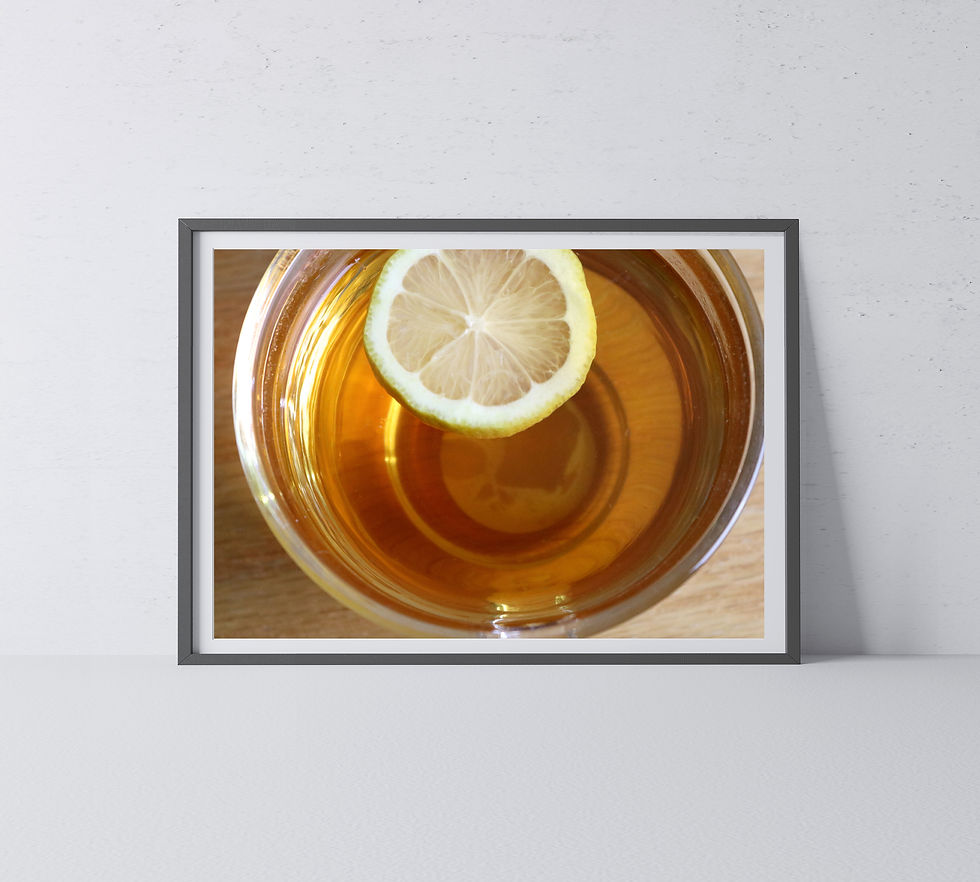 Thumbnail: Lemon Slice Floating in a Cup of Tea Color Photography Print