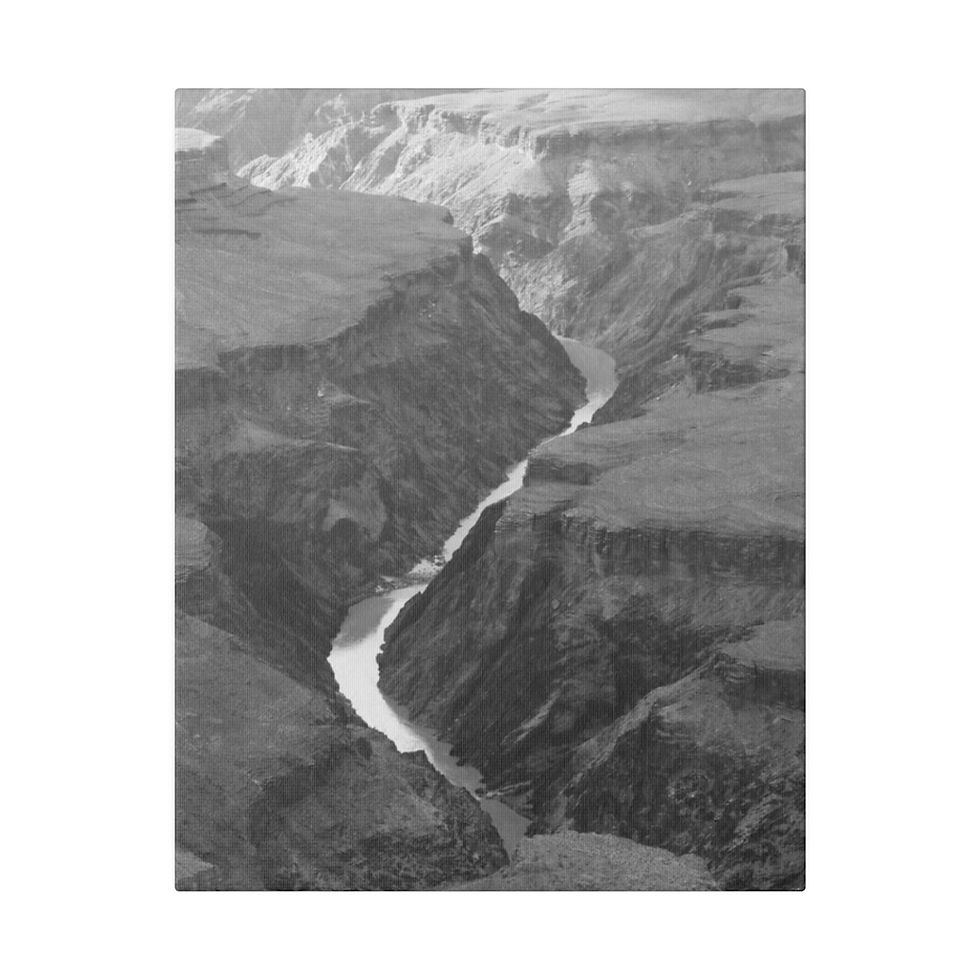 Thumbnail: Black & White Colorado River Running Through the Grand Canyon Matte Canvas