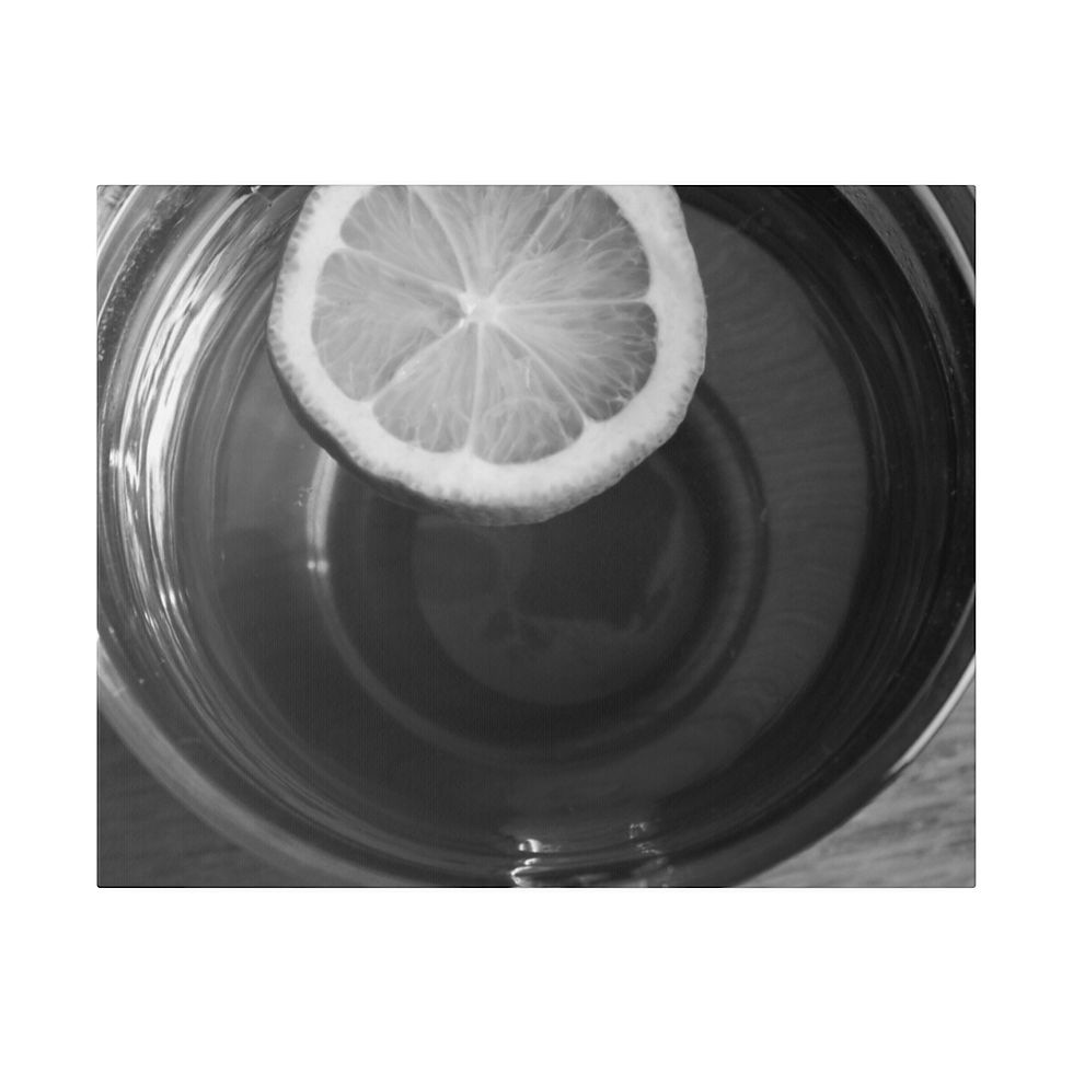 Thumbnail: Black & White Lemon Slice Floating in a Cup of Tea Matte Canvas