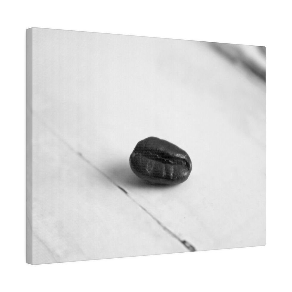 Thumbnail: Black & White Single Coffee Bean on a Table Matte Canvas Stretched
