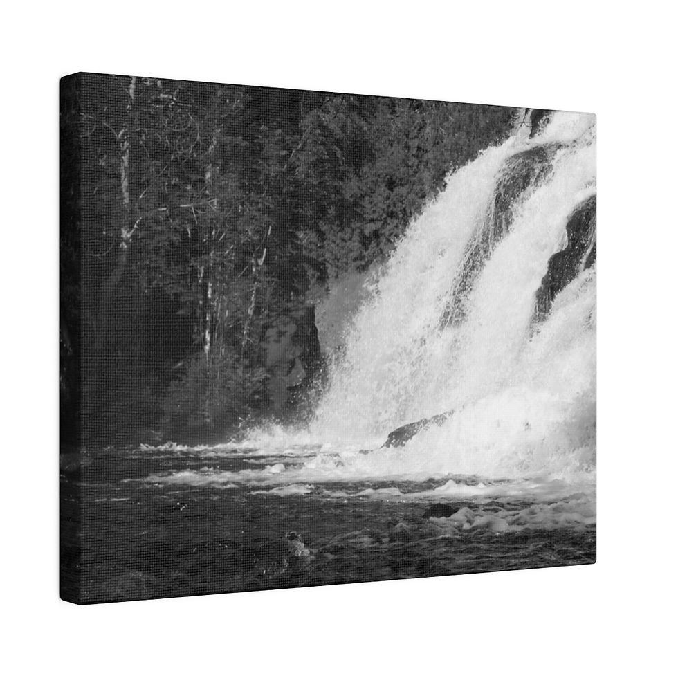 Thumbnail: Black & White Waterfalls Splashing Onto the Rocks Matte Canvas