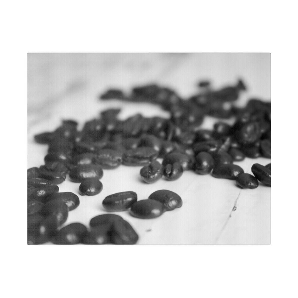 Thumbnail: Black & White Coffee Beans Scattered on an Old Table Matte Canvas Stretched