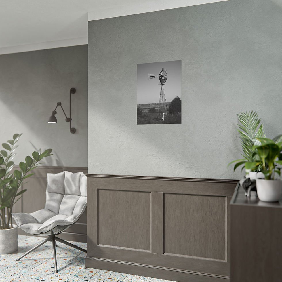 Thumbnail: Black & White Windmill in a Field of Rural Oklahoma Photography Poster Print