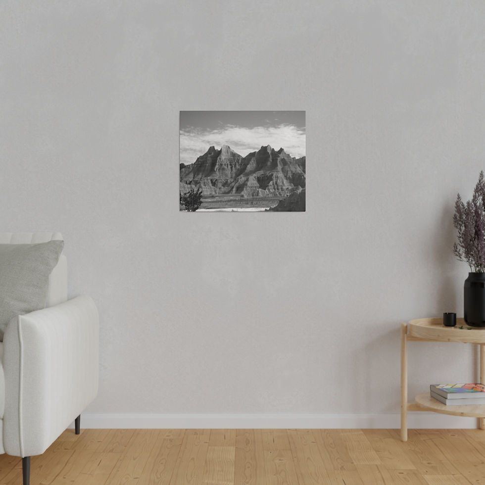 Thumbnail: Black & White Badlands Rock Formations Matte Canvas