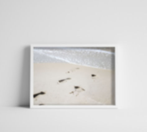 Footprints on the Beach Sand Color Photography Print Wall Art