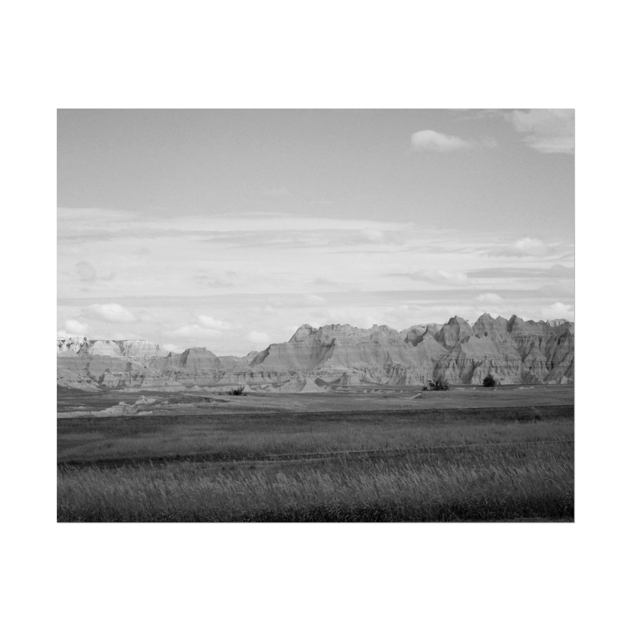 Black & White Badlands Landscape Photography Poster Print