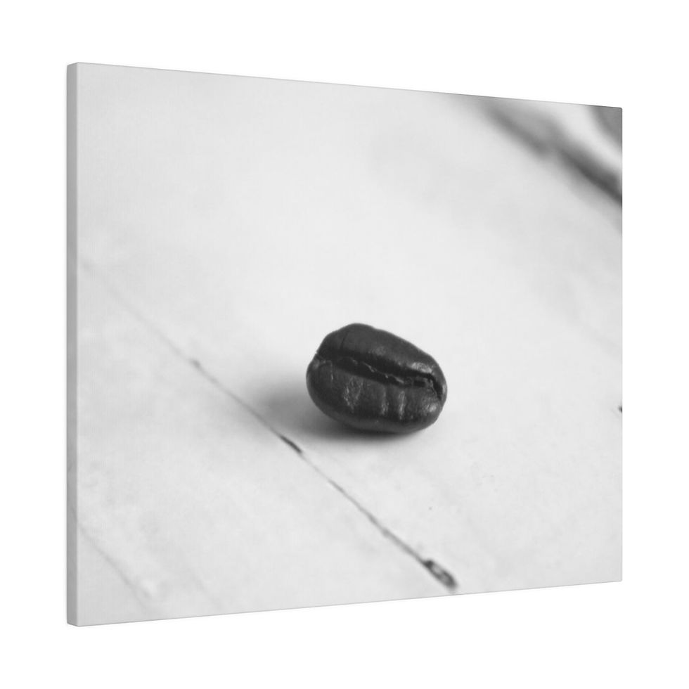 Thumbnail: Black & White Single Coffee Bean on a Table Matte Canvas Stretched