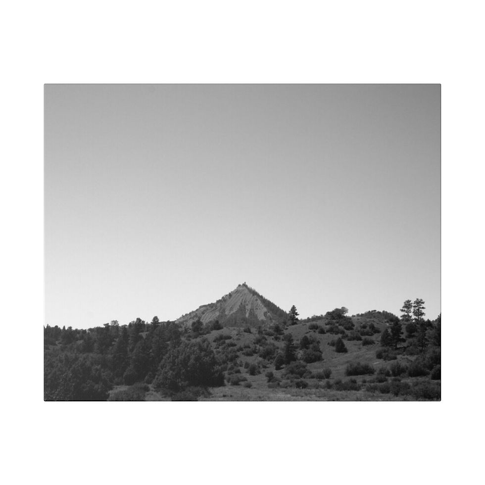 Thumbnail: Black & White Colorado Mountain on the Horizon Matte Canvas Stretched