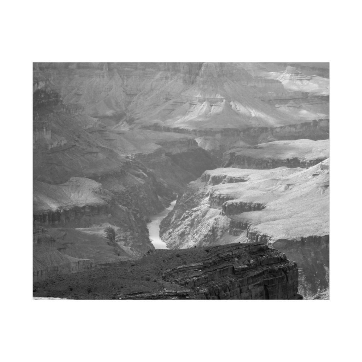Black & White Grand Canyon Landscape of the Colorado River Photography Poster Pr
