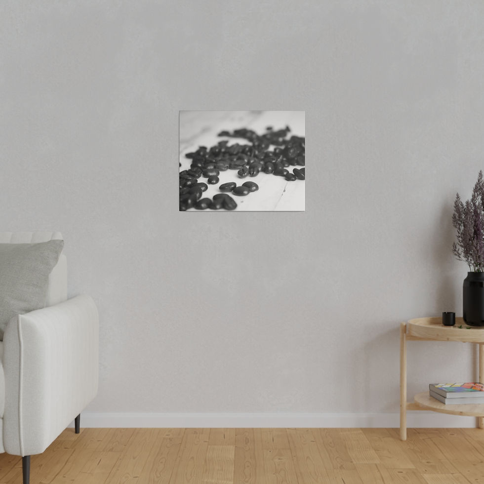 Thumbnail: Black & White Coffee Beans Scattered on an Old Table Matte Canvas Stretched