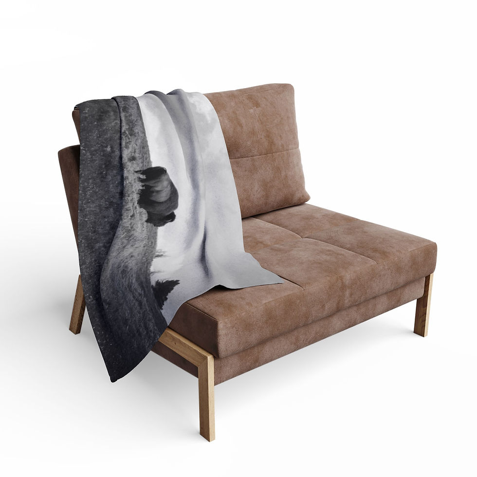 Thumbnail: Black & White American Bison Standing in a Field Printed Arctic Fleece Blanket