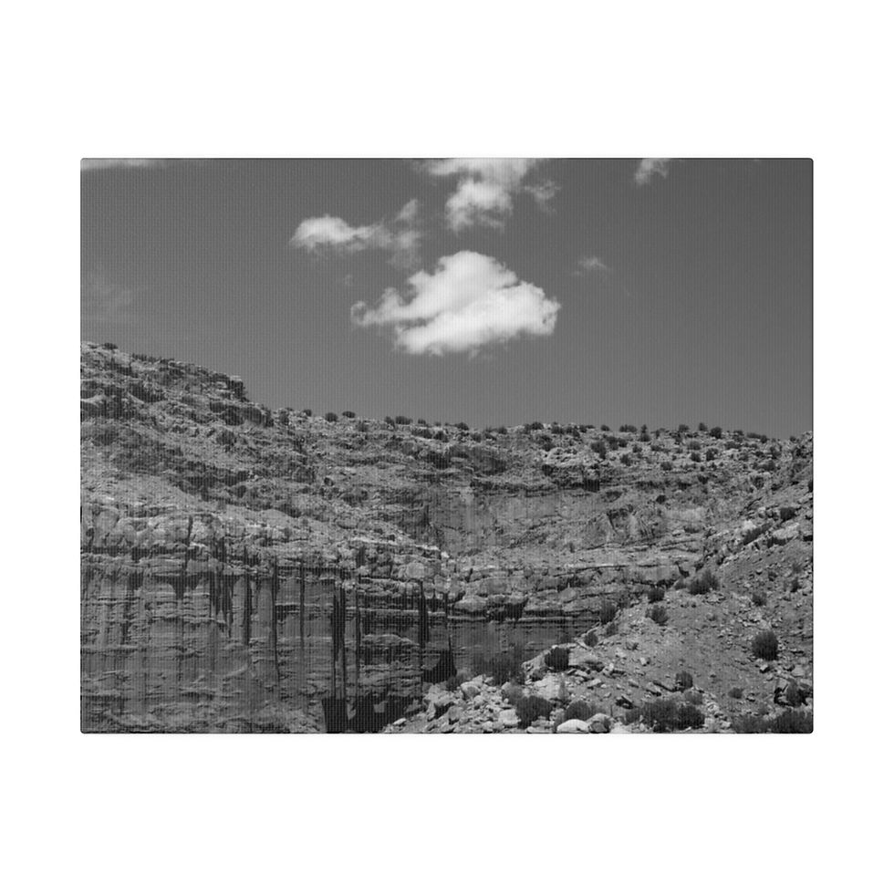 Thumbnail: Black & White Cut Rock Face in the Mountains of New Mexico Matte Canvas
