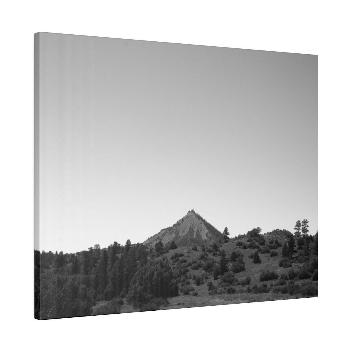 Black & White Colorado Mountain on the Horizon Matte Canvas Stretched