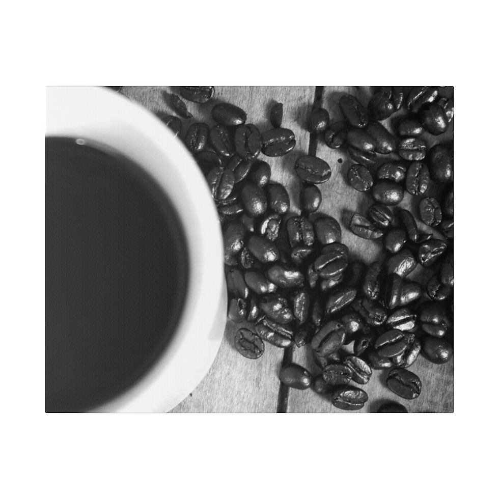 Thumbnail: Black & White Coffee Beans and a Cup of Coffee Matte Canvas Stretched