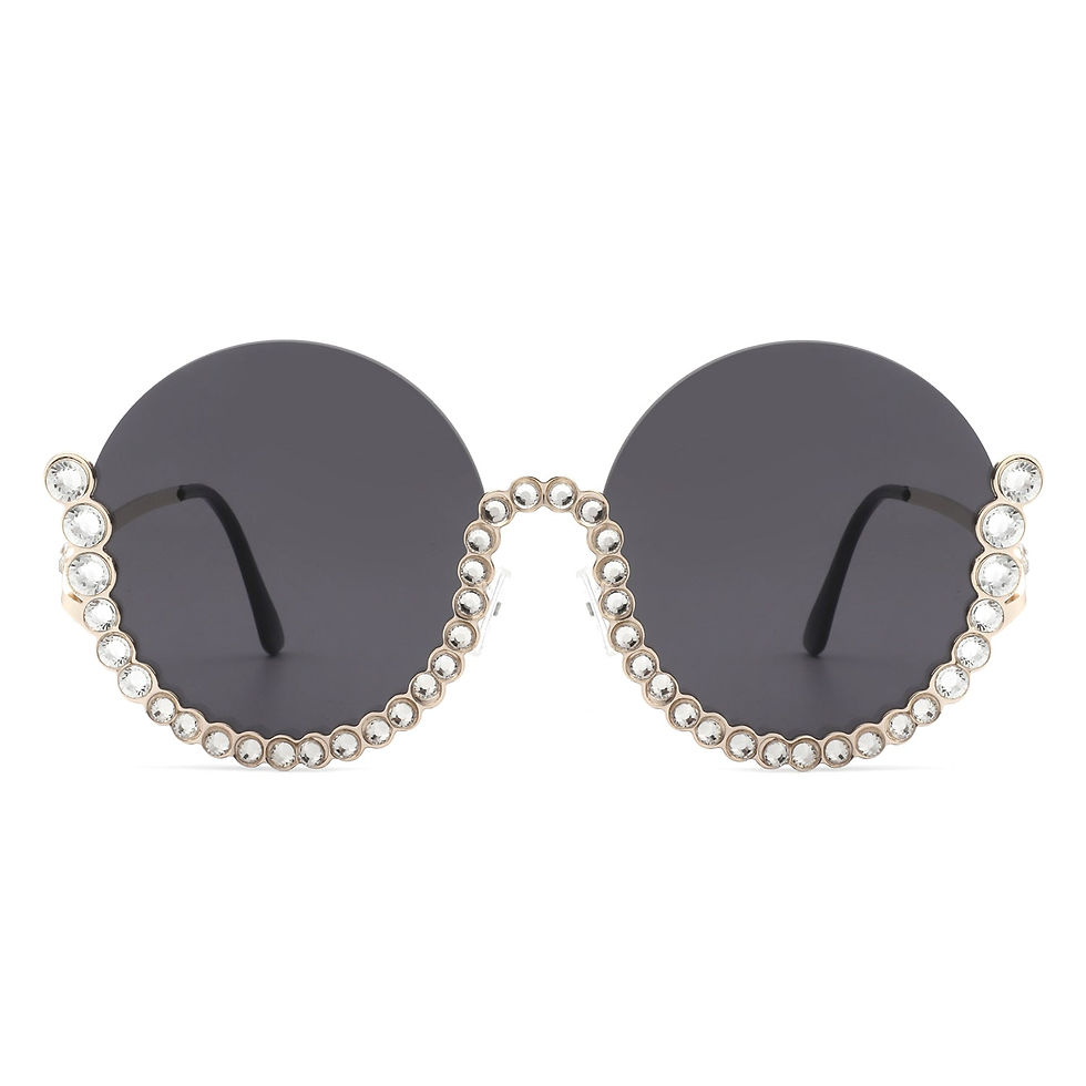 Thumbnail: Gloriana - Women Circle Half Frame Oversize Rhinestone Fashion Round Sunglasses