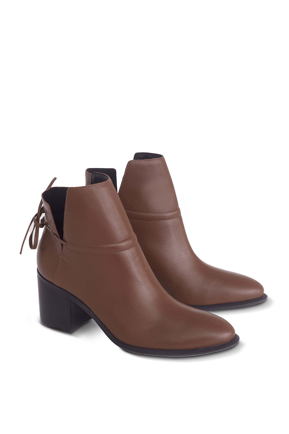 Thumbnail: Brown Leather Ankle Boots Attalea – Women’s Block Heel Booties
