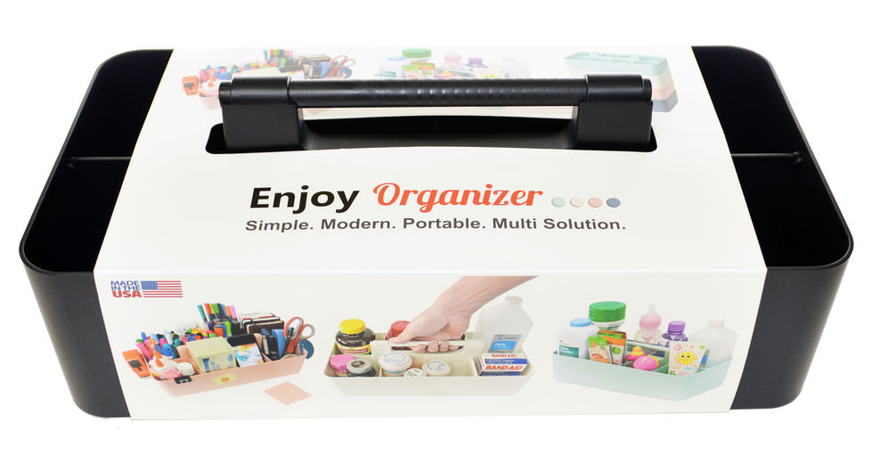 Enjoy Organizer Portable Caddy Stackable Divided with handle for artcraft school supply made in usa 8 compartments made in usa makeup caddy black artcaddy