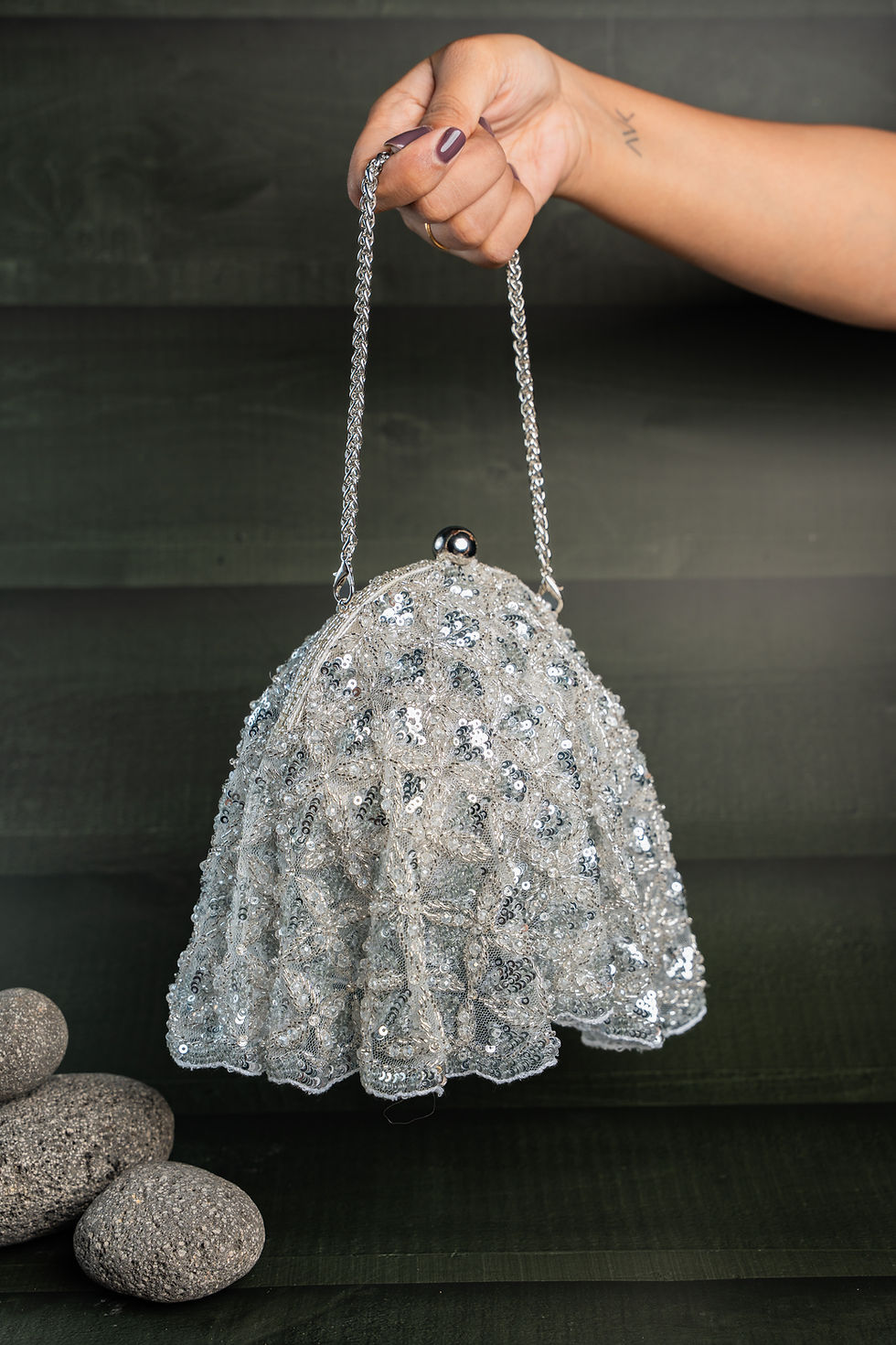 Thumbnail: Drape Diva Batua Silver