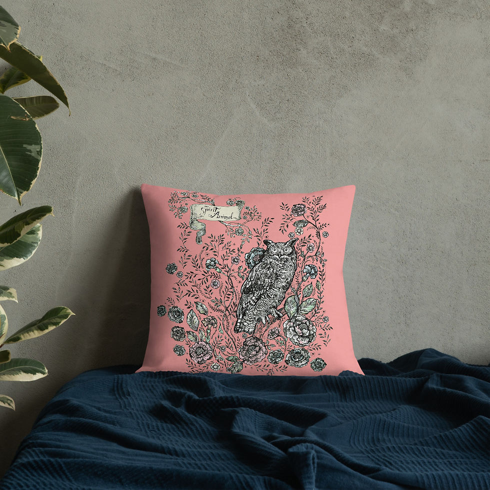 Thumbnail: Spirit Animal: Owl_Premium Pillow (pink)