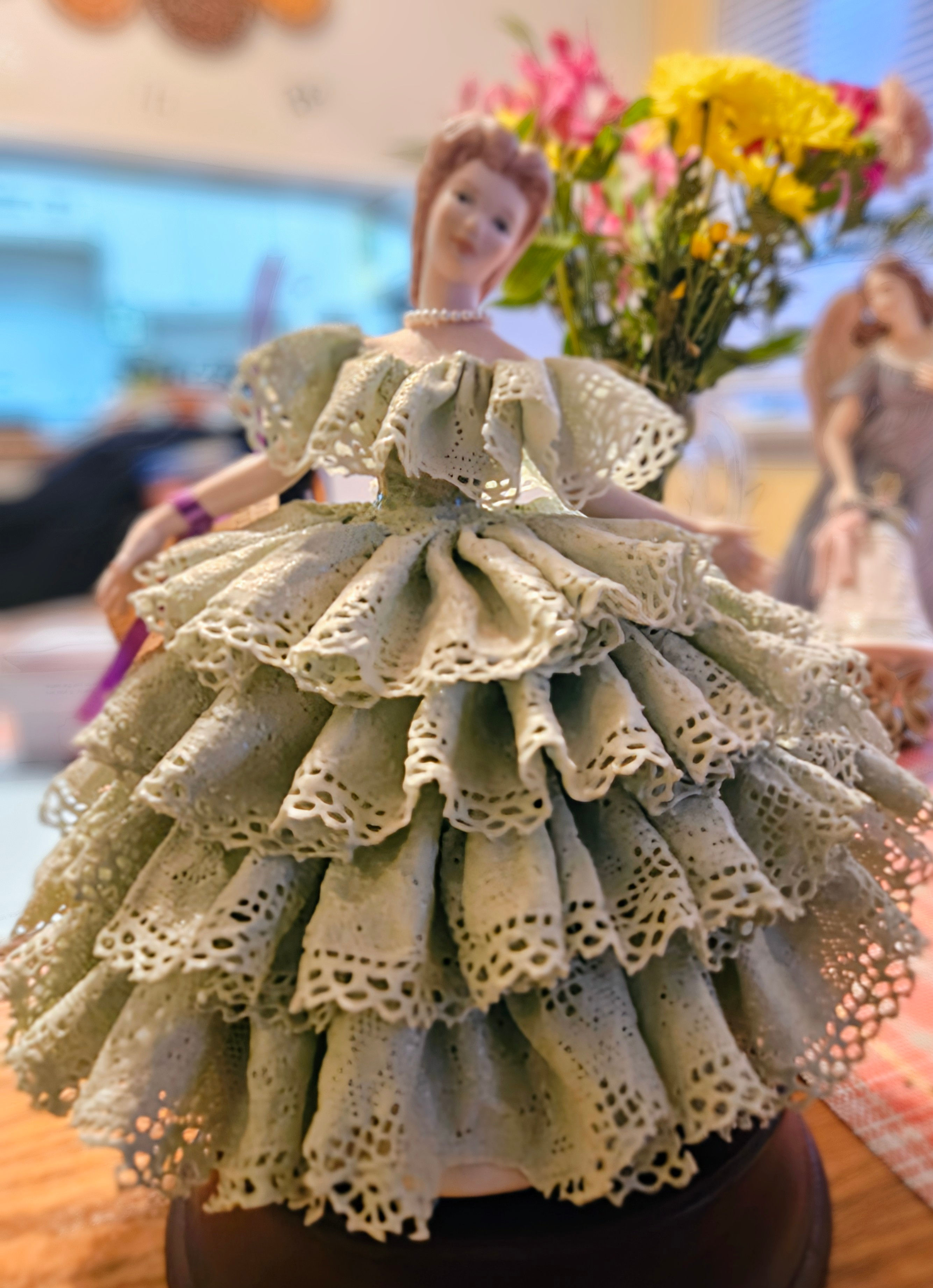 “Lady Evelyne” – Victorian Muse Porcelain Doll in Sage Green Gown (12")