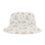 Lightweight floral bucket hat with pink blossoms and soft vintage garden style.