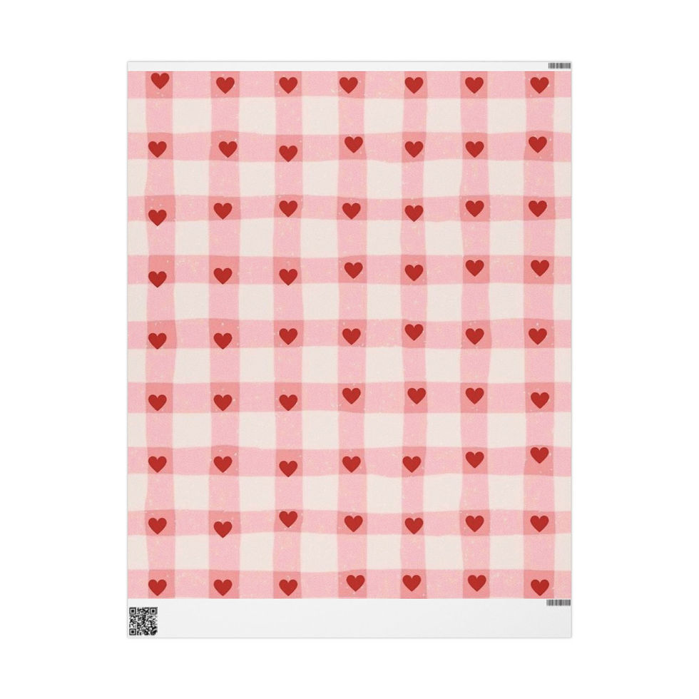 Thumbnail: High-definition wrapping paper with pink gingham and wavy stripe pattern.