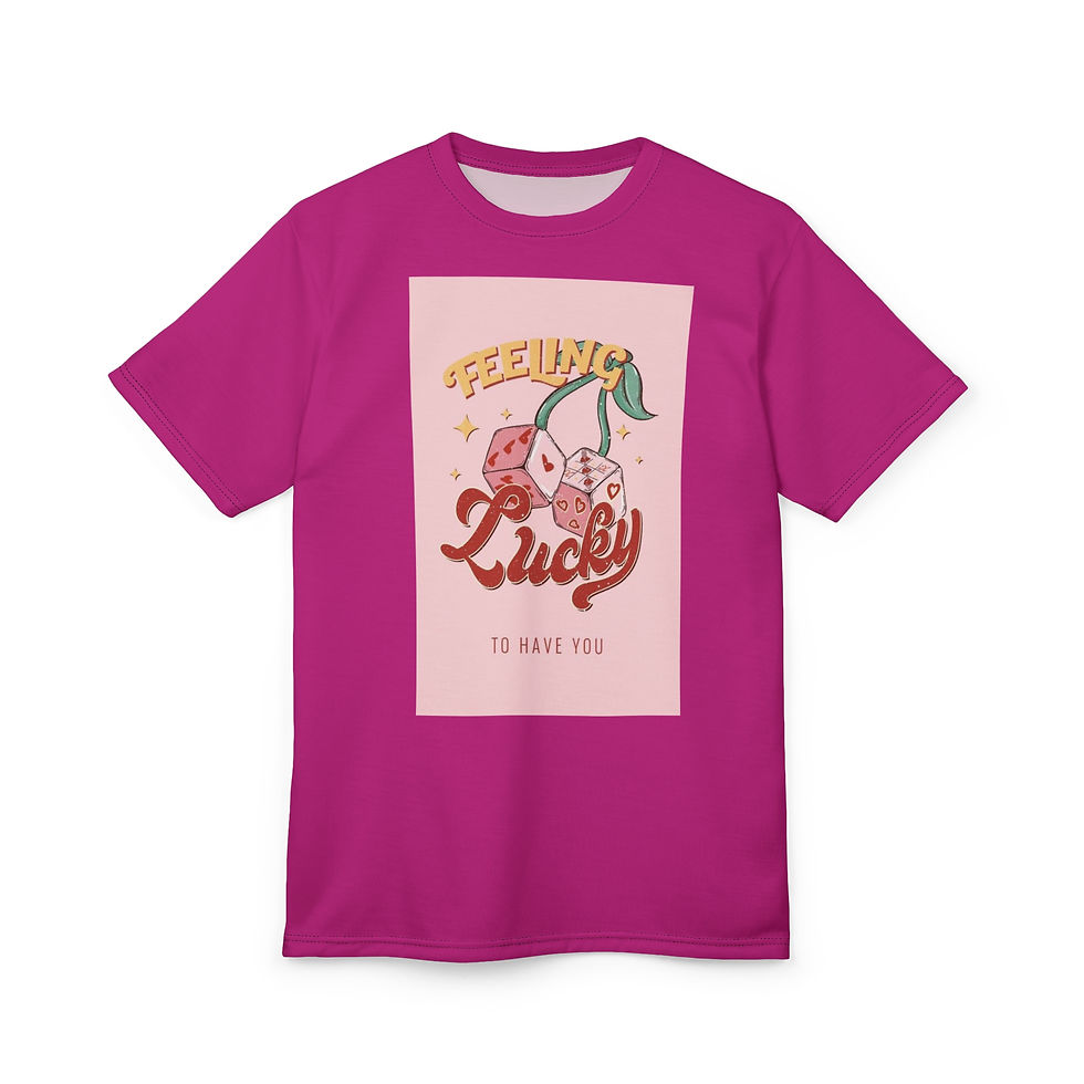 Thumbnail: Cherry-and-dice illustration with “Feeling Lucky” lettering and small star accents on a soft rectangular panel.