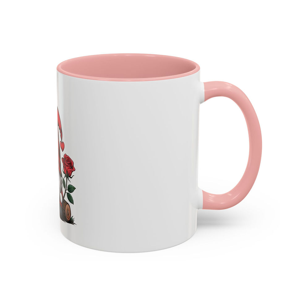 Thumbnail: Glossy white mug with cheerful gnome illustration and contrasting colored interior and handle.