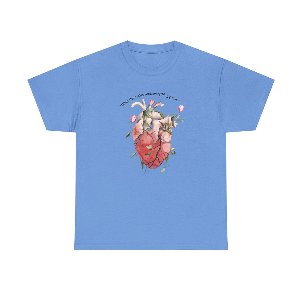 Thumbnail: Soft midweight tee featuring a botanical human heart illustration with vines and blossoms.