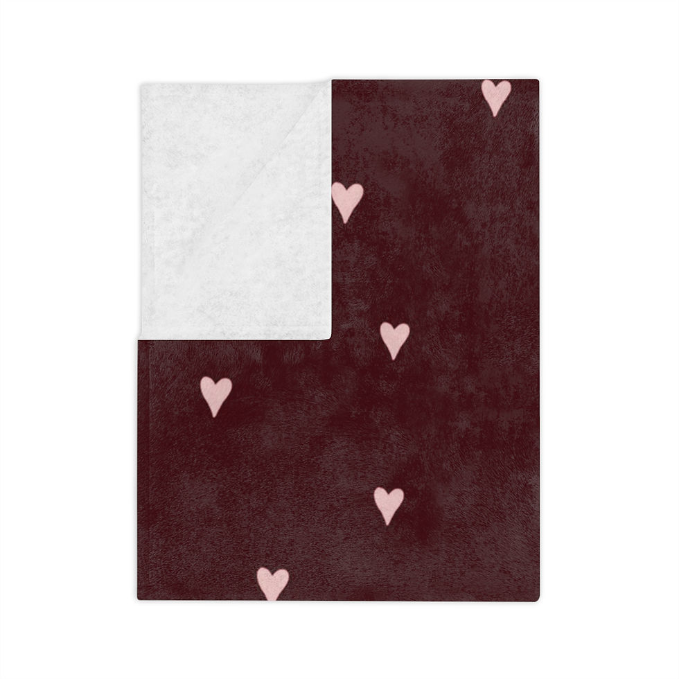 Thumbnail: Plush velveteen microfiber blanket with tiny heart pattern on deep berry background.