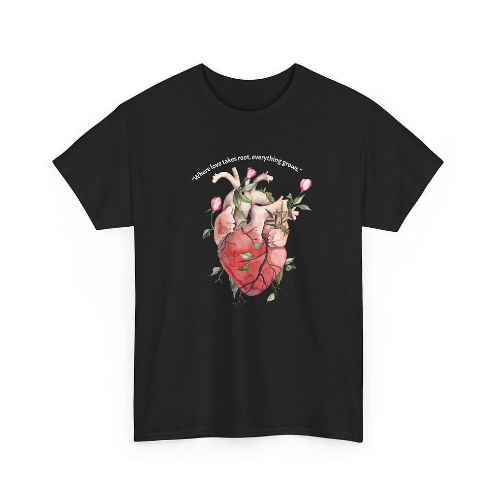 Thumbnail: Soft midweight tee featuring a botanical human heart illustration with vines and blossoms.