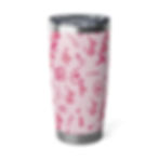 20oz stainless steel tumbler with playful hand-drawn pattern in rosy pink tones.