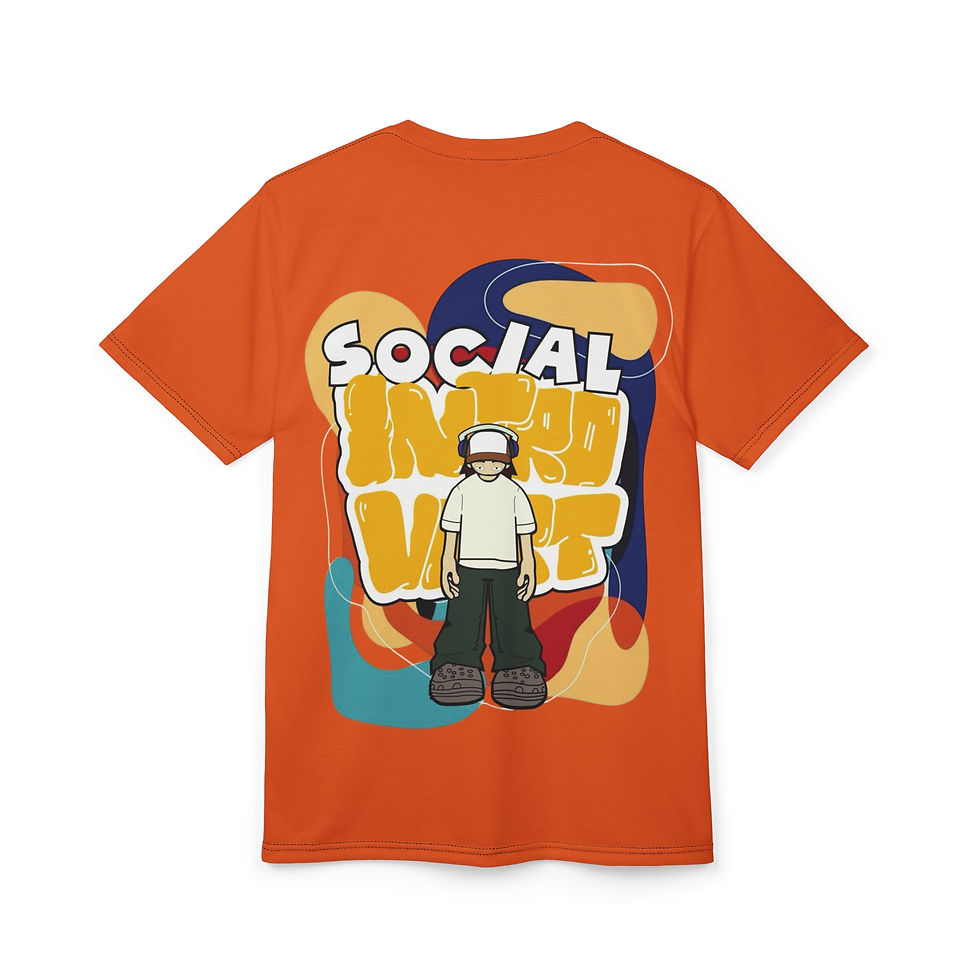 Thumbnail: Rust-orange tee with “I’m not anti-social, I’m pro-solitude” text and soft all-over print.